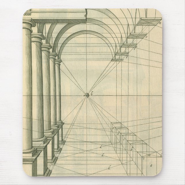 Vintage Architecture, Arches Columns Perspective Mouse Mat (Front)