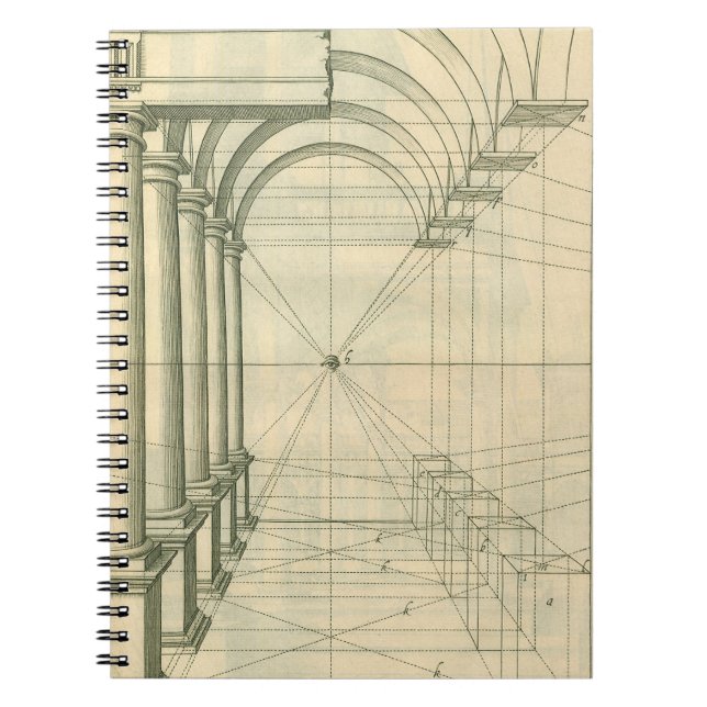 Vintage Architecture, Arches Columns Perspective Notebook (Front)