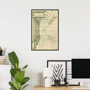 Vintage Architecture, Arches Columns Perspective Poster