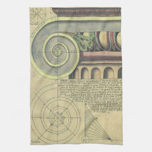 Vintage Architecture; Capital Volute by Vignola Tea Towel