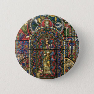 Vintage Architecture, Church Stained Glass Window 6 Cm Round Badge