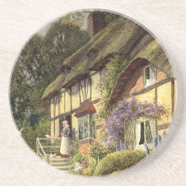 Vintage Architecture, Country Cottage House Coaster (Front)