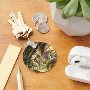 Vintage Architecture, Country Cottage House Key Ring