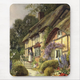 Vintage Architecture, Country Cottage House Mouse Mat