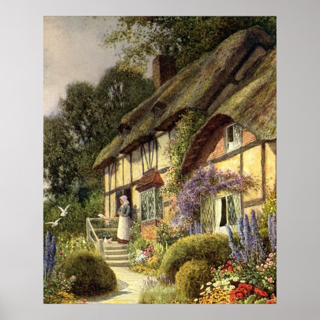Vintage Architecture, Country Cottage House Poster (Front)