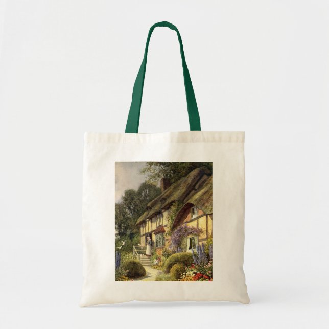 Vintage Architecture, Country Cottage House Tote Bag (Front)