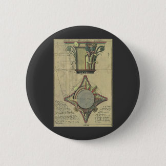 Vintage Architecture, Decorative Capital Crown 6 Cm Round Badge