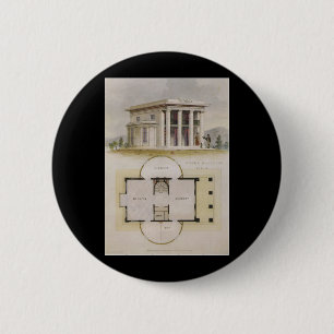 Vintage Architecture, Floor Plan and Greek Villa 6 Cm Round Badge