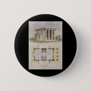 Vintage Architecture, Floor Plan and Greek Villa 6 Cm Round Badge