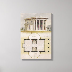 Vintage Architecture, Floor Plan and Greek Villa Canvas Print