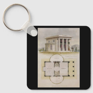 Vintage Architecture, Floor Plan and Greek Villa Key Ring