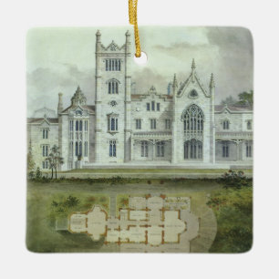 Vintage Architecture, French Chateau Floor Plans Ceramic Tree Decoration