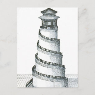 Vintage architecture illustrations postcard