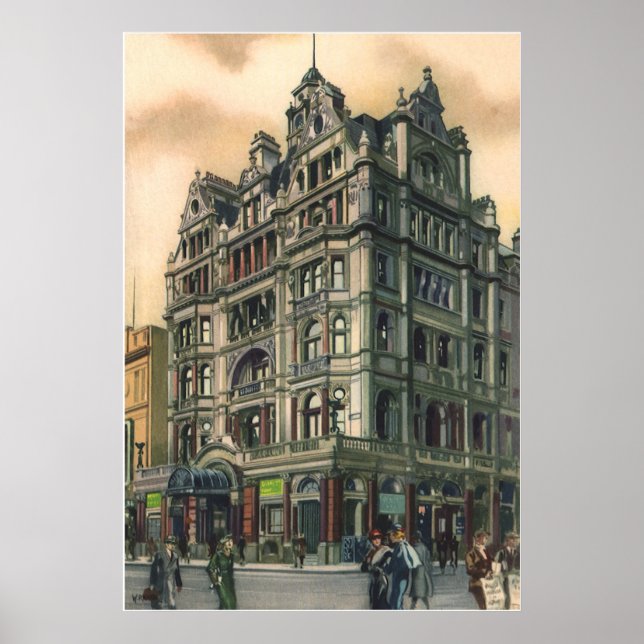 Vintage Architecture Queens Hotel Leicester Square Poster (Front)