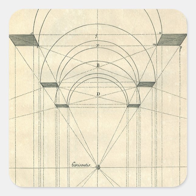 Vintage Architecture, Renaissance Arch Perspective Square Sticker (Front)