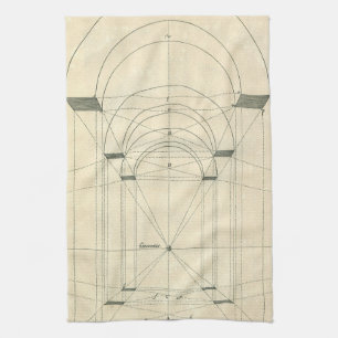 Vintage Architecture, Renaissance Arch Perspective Tea Towel