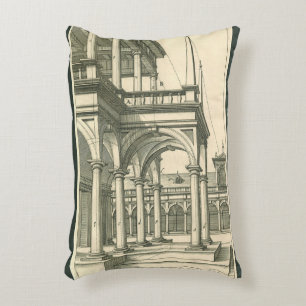 Vintage Architecture, Roman Courtyard with Columns Decorative Cushion