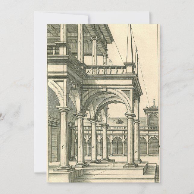Vintage Architecture, Roman Courtyard with Columns Invitation (Front)
