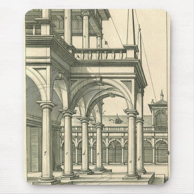 Vintage Architecture, Roman Courtyard with Columns Mouse Mat (Front)