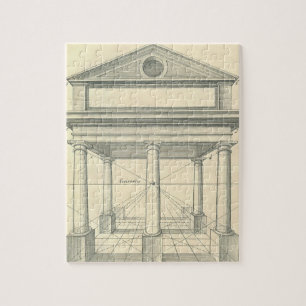 Vintage Architecture, Roman Portico with Columns Jigsaw Puzzle