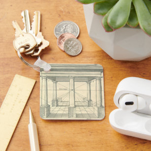 Vintage Architecture, Roman Portico with Columns Key Ring