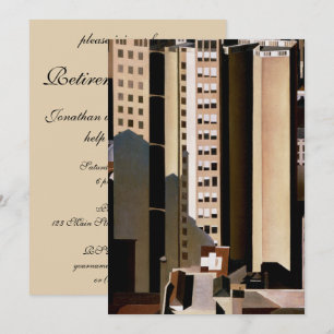 Vintage Architecture, Skyscraper Retirement Party Invitation