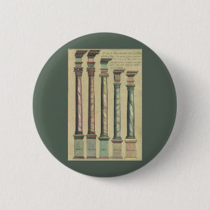 Vintage Architecture, the 5 Architectural Orders 6 Cm Round Badge