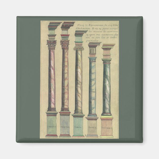 Vintage Architecture, the 5 Architectural Orders Magnet (Front)