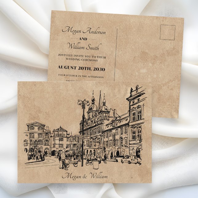 Vintage architecture wedding postcard (Creator Uploaded)