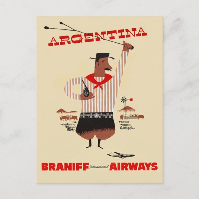 Vintage Argentina Airline Travel Postcard (Front)