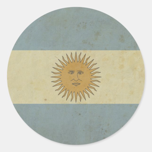 Vintage Argentina Flag Classic Round Sticker (Front)