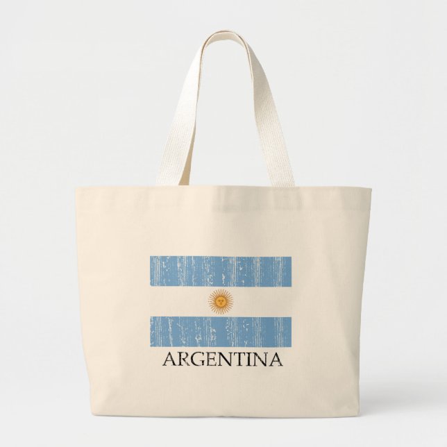 Vintage Argentina Flag Large Tote Bag (Front)