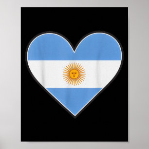 Vintage argentina heart country pride cheer flag poster