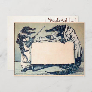 Vintage Arguing Crocodiles Postcard