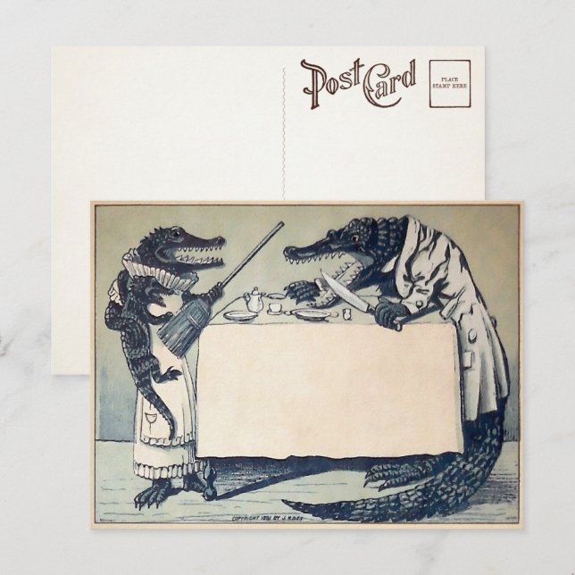 Vintage Arguing Crocodiles Postcard (Front/Back)