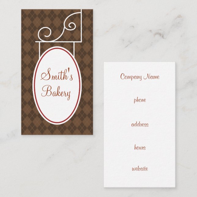 Vintage Argyle Rust Sign Business Card (Front/Back)