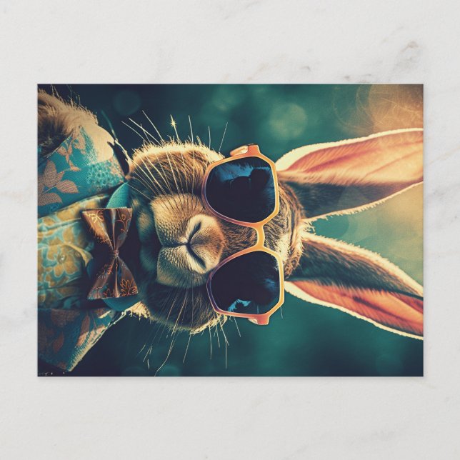 Vintage aristocrat Easter bunny wearing sunglasses Postcard (Front)