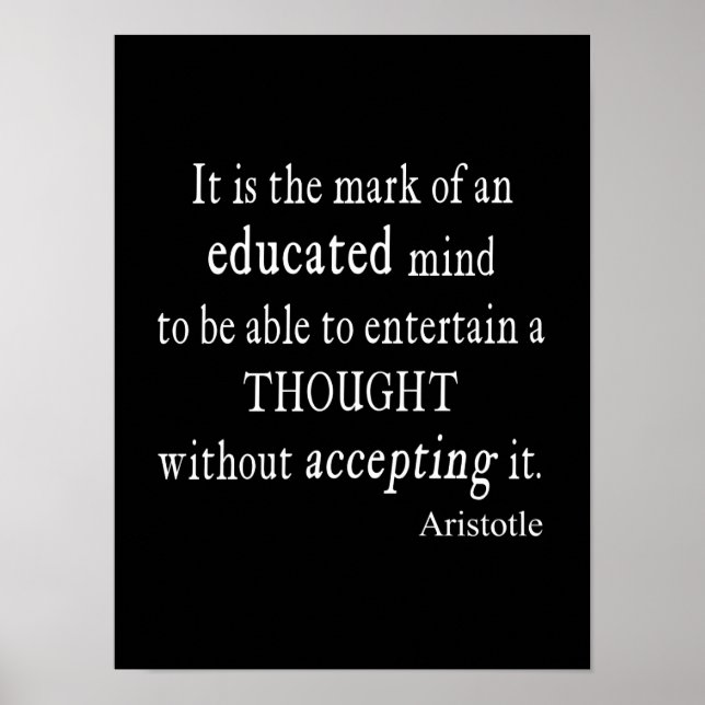 Vintage Aristotle Educated Mind Thought Quote Poster (Front)