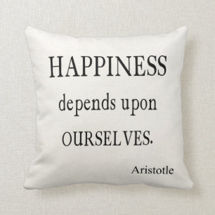 Vintage Aristotle Happiness Inspirational Quote Cushion