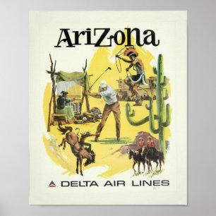 Vintage Arizona Airplane Travel Poster