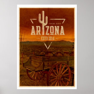 Vintage Arizona cactus travel poster