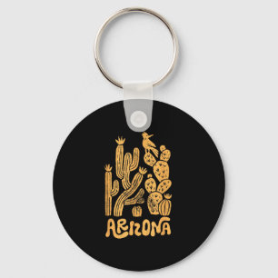 Vintage arizona desert cactus &amp; roadrunner key ring