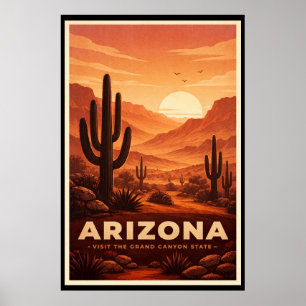 Vintage Arizona Desert Travel Poster