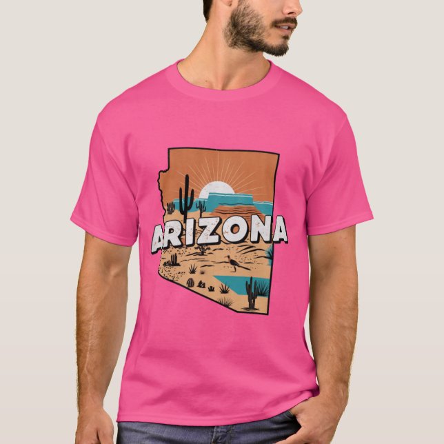 Vintage Arizona Desert Travel Poster T-Shirt (Front)