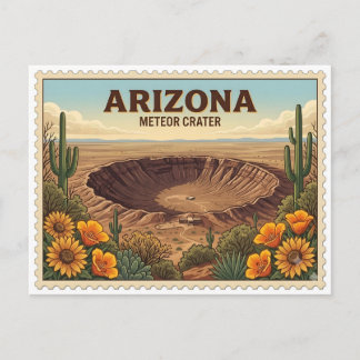 Vintage Arizona Meteor Crater Desert Travel Postcard