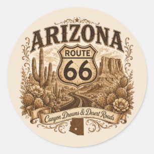 Vintage Arizona Route 66 Highway Decorative Seal