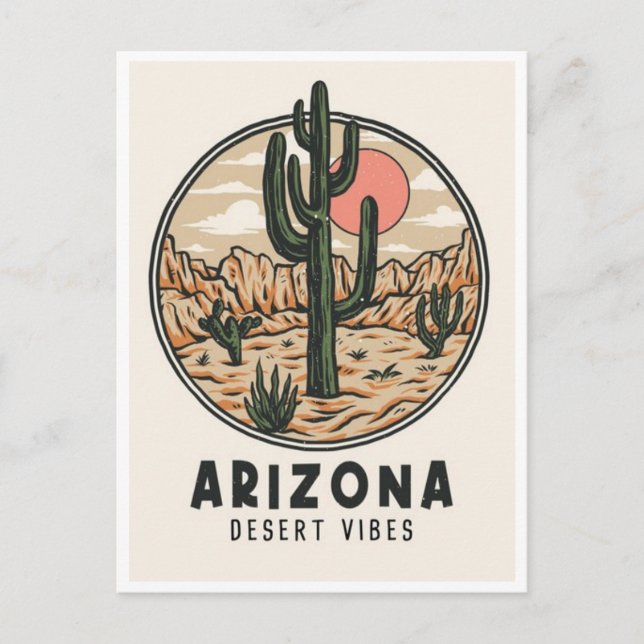 Vintage arizona state cactus desert vibes america  postcard (Front)