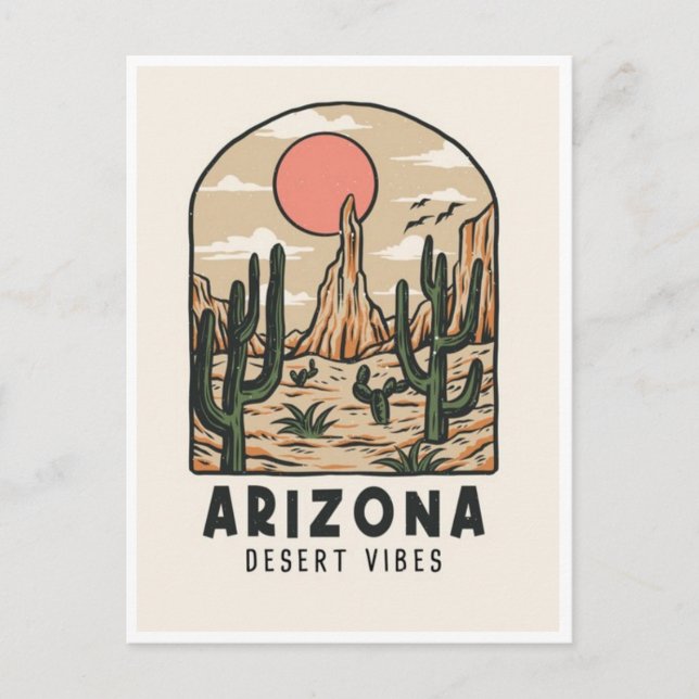Vintage arizona state cactus desert vibes america  postcard (Front)