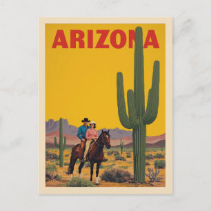 Vintage Arizona Travel Poster Desert Ride Postcard