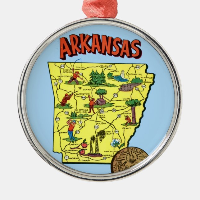 Vintage Arkansas Map Ornament (Front)